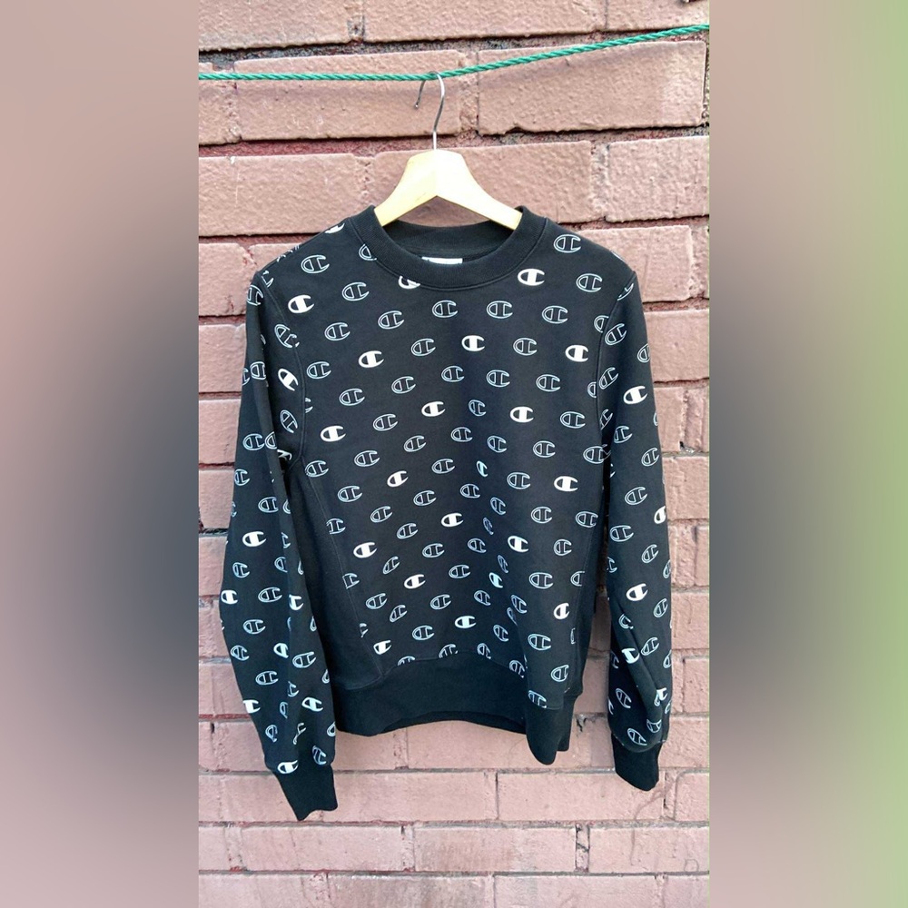 Champion Black Reverse Weave Crewneck